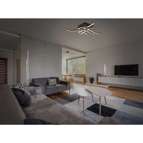 LED Stehleuchte "ONDA" h: 130cm, Stehleuchte, Metall und Kunststoff in Schwarz, integrierte LED, Beleuchtung für Wohnzimmer, Esszimmer oder Büro – Bild 10