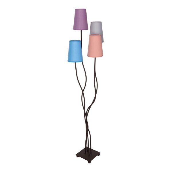 Textilstehleuchte 4-flammig "BOHO" bunt, Stehlampe mit bunten Schirmen, mit E14-Fassung, für Esszimmer, Wohnzimmer, Diele oder Büro, 140 cm hoch – Bild 4