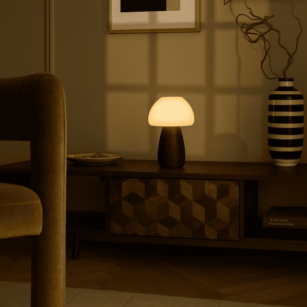 Bären Sie dunkelbraune stilvolle wiederaufladbare Lampe-schnurlos, dimmbar, umweltfreundliches Design – Bild 5