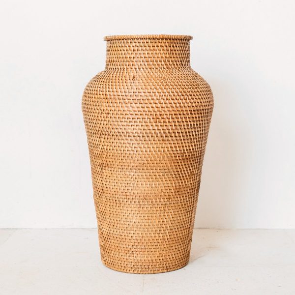Geflochtene Rattanvase rund – Große Boho Dekovase – Vase hoch & schmal – Bodenvase handgefertigt aus Naturfasern (Ø 30 cm) KIDUNG – Bild 6