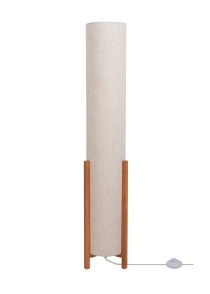 Tischleuchte "MATILDA" klassische Tischlampe mit natürlicher Ausstrahlung durch Holz und Stoffschirm, E27 Fassung, 110 cm hoch