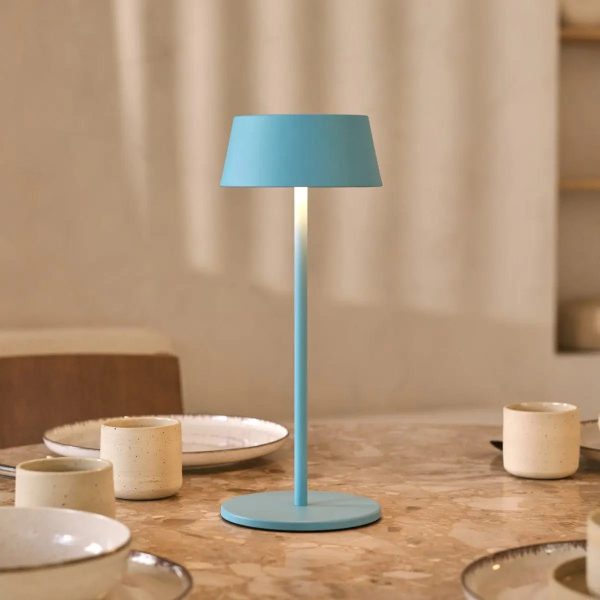 Hugo Amsterdams blaue wiederaufladbare Tischlampe aus Eisen – dimmbar, stilvoll und kabellos – Bild 7