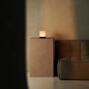 Yce Black Cordless Holzlampe mit gefrorenem Glas-wiederaufladbar, dimmbar, 100-Stunden-Akku