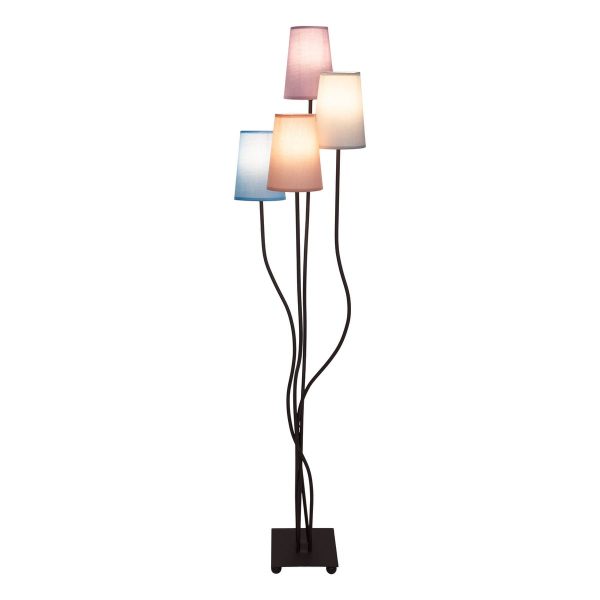 Textilstehleuchte 4-flammig "BOHO" bunt, Stehlampe mit bunten Schirmen, mit E14-Fassung, für Esszimmer, Wohnzimmer, Diele oder Büro, 140 cm hoch – Bild 3