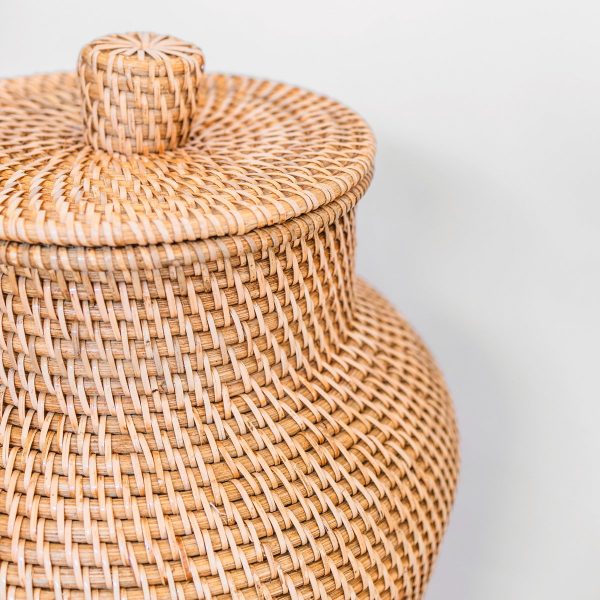 Geflochtene Rattanvase rund – Große Boho Dekovase – Vase hoch & schmal – Bodenvase handgefertigt aus Naturfasern (Ø 30 cm) KIDUNG – Bild 5