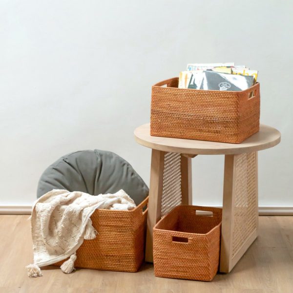 Regalkorb aus Rattan Zeitungskorb Aufbewahrungskorb Braun Handgeflochtener Dekokorb WARSA (3 Größen) – Bild 4