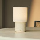 Dou Beige / Travertino Classico - Travertin -wiederaufladbarer Tischlampe - Schnurloses, 3 Lichtmodi und mit läustischer austauschbarer Lampenschirm
