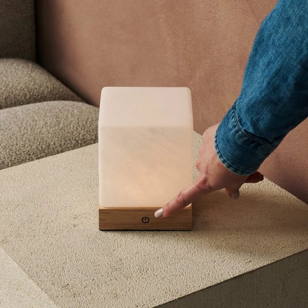 Yce hellbraune schnurlose Holzlampe mit gefrorenem Glas-wiederaufladbar, dimmbar, 100-Stunden-Batterie – Bild 9