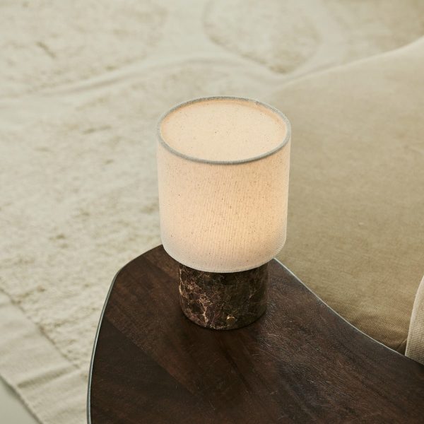 Onoda Brown / EMeperador Dark - Marmor wiederaufladbare Tischlampe - mit austauschbarer Lampenschatten und wiederaufladbarem Design – Bild 4