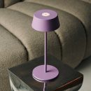 Hugo Violet Lila wiederaufladbarer Tischlampe - stilvoller, dimmbarer Lampe und schnurlos