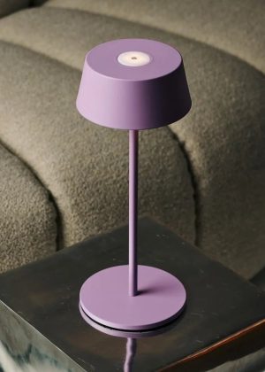 Hugo Violet Lila wiederaufladbarer Tischlampe - stilvoller, dimmbarer Lampe und schnurlos