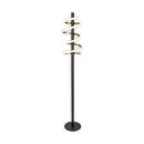 LED-Stehleuchte "BELLEZA", moderne Stehlampe aus Metall und Kunststoff in Schwarz, Gold und Weiß, mit fest verbauten LEDs, 140 hoch, Beleuchtung für Wohnzimmer, Esszimmer, Schlafzimmer oder Büro.