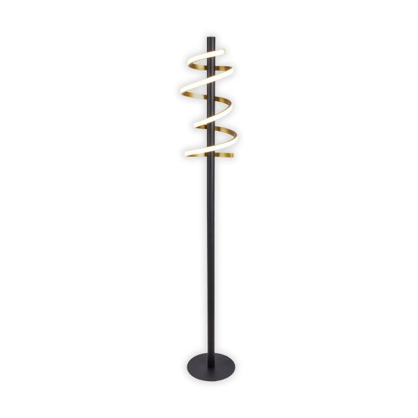LED-Stehleuchte "BELLEZA", moderne Stehlampe aus Metall und Kunststoff in Schwarz, Gold und Weiß, mit fest verbauten LEDs, 140 hoch, Beleuchtung für Wohnzimmer, Esszimmer, Schlafzimmer oder Büro. – Bild 3