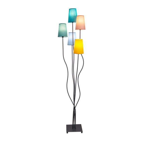 Stehleuchte 5-flammig "COLORA", Stehlampe mit bunten Textilschirmen, 5x E14-Fassung, für Esszimmer, Wohnzimmer, Diele oder Büro, 163 cm hoch – Bild 9