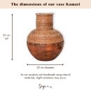 Rattanvase – Holzvase – Vase für Trockenblumen – Kleine Rattanvase – Boho-Dekorvase aus geflochtenem Rattan und Holz (Ø 22 cm) KAMARI braun