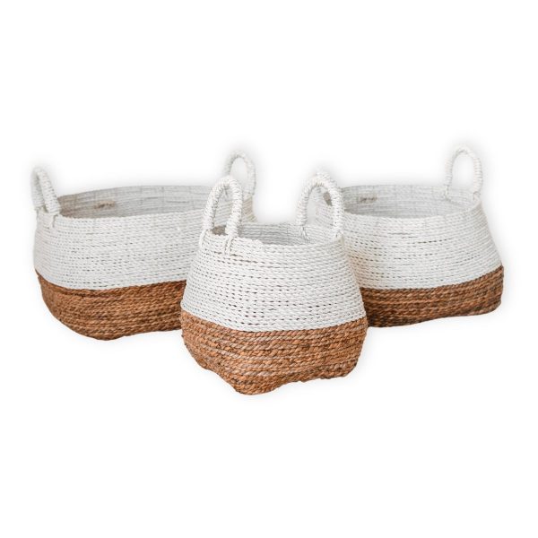 Gewebter Aufbewahrungskorb weiß – Boho Dekokorb – quadratischer Wäschekorb – Regalkorb aus Bananenfaser MAJALENGKA weiß (3 Größen) – Bild 7