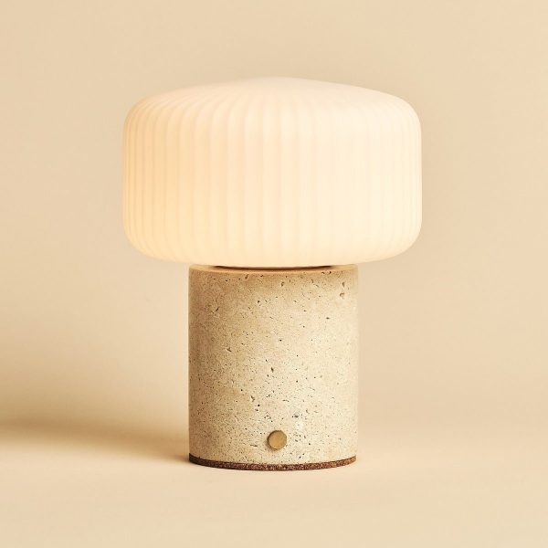 Renoir Beige / Travertino Classico - Travertin wiederaufladbare Tischlampe - Schnurlos, USB -wiederaufladbar und bis zu 120 Stunden Beleuchtung – Bild 3