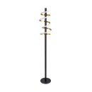 LED-Stehleuchte "BELLEZA", moderne Stehlampe aus Metall und Kunststoff in Schwarz, Gold und Weiß, mit fest verbauten LEDs, 140 hoch, Beleuchtung für Wohnzimmer, Esszimmer, Schlafzimmer oder Büro.