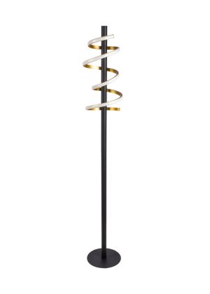 LED-Stehleuchte "BELLEZA", moderne Stehlampe aus Metall und Kunststoff in Schwarz, Gold und Weiß, mit fest verbauten LEDs, 140 hoch, Beleuchtung für Wohnzimmer, Esszimmer, Schlafzimmer oder Büro.