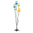 Stehleuchte 5-flammig "COLORA", Stehlampe mit bunten Textilschirmen, 5x E14-Fassung, für Esszimmer, Wohnzimmer, Diele oder Büro, 163 cm hoch