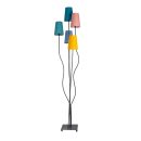 Stehleuchte 5-flammig "COLORA", Stehlampe mit bunten Textilschirmen, 5x E14-Fassung, für Esszimmer, Wohnzimmer, Diele oder Büro, 163 cm hoch