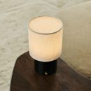 Dou Black / Nero Marquina - Marmor wiederaufladbare Tischlampe - Schnurloses, 3 Lichtmodus und mit Leinen austauschbarer Lampenschirm