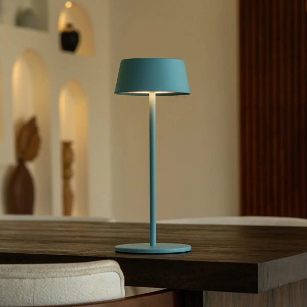 Hugo Amsterdams blaue wiederaufladbare Tischlampe aus Eisen – dimmbar, stilvoll und kabellos – Bild 10