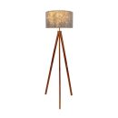 Stehleuchte "FILCO" Ø ca. 45 cm, 147 cm hoch, aus Holz und Kunststoff in Braun und Grau, für E27, für Wohnzimmer, Schlafzimmer und Esszimmer