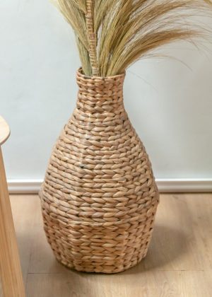 Geflochtene Boho Vase DAYANA natur aus Wasserhyazinthe