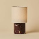 Dou Red / Rosso Levanto - Marmor wiederaufladbare Tischlampe - Schnurloses, 3 Lichtmodi und mit Leinenwechselschildlampenschatten