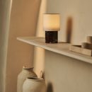 Dou Black / Nero Marquina - Marmor wiederaufladbare Tischlampe - Schnurloses, 3 Lichtmodus und mit Leinen austauschbarer Lampenschirm