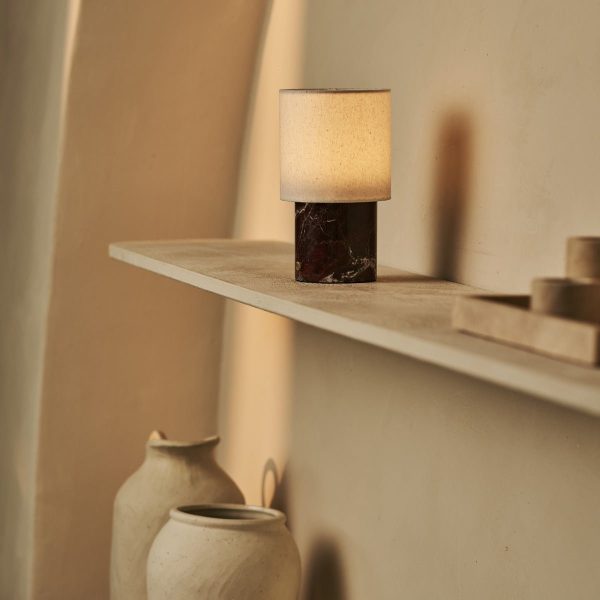 Dou Black / Nero Marquina - Marmor wiederaufladbare Tischlampe - Schnurloses, 3 Lichtmodus und mit Leinen austauschbarer Lampenschirm – Bild 6