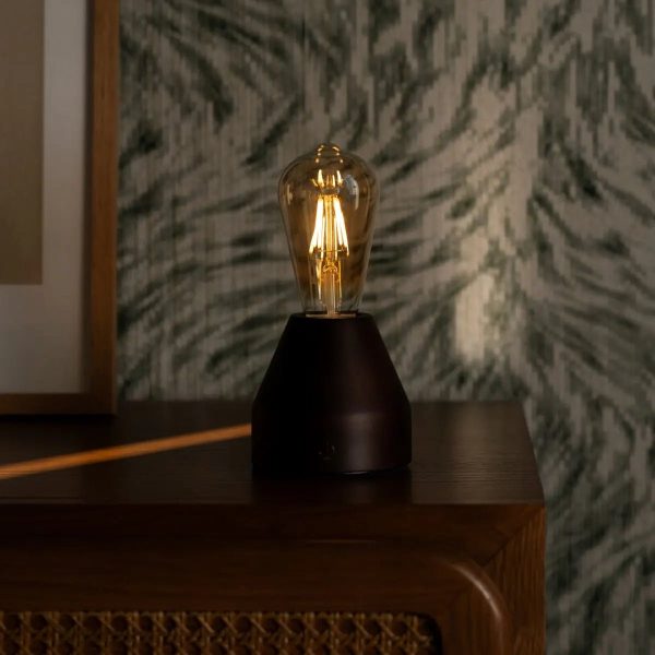 Zavi Dunkelbraune wiederaufladbare LED-Tischlampe – kabellos, dimmbar, 80-Stunden-Akku – Bild 5