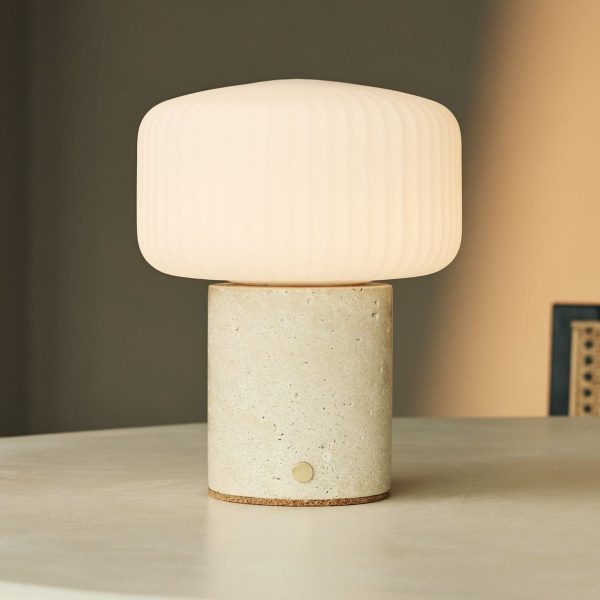 Renoir Beige / Travertino Classico - Travertin wiederaufladbare Tischlampe - Schnurlos, USB -wiederaufladbar und bis zu 120 Stunden Beleuchtung – Bild 2