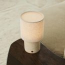 Dou Beige / Travertino Classico - Travertin -wiederaufladbarer Tischlampe - Schnurloses, 3 Lichtmodi und mit läustischer austauschbarer Lampenschirm