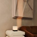 Yce Black Cordless Holzlampe mit gefrorenem Glas-wiederaufladbar, dimmbar, 100-Stunden-Akku