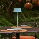 Hugo Amsterdams blaue wiederaufladbare Tischlampe aus Eisen – dimmbar, stilvoll und kabellos