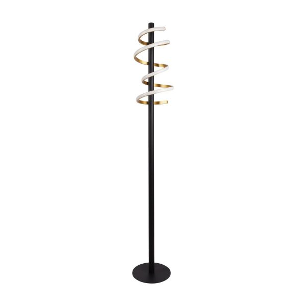 LED-Stehleuchte "BELLEZA", moderne Stehlampe aus Metall und Kunststoff in Schwarz, Gold und Weiß, mit fest verbauten LEDs, 140 hoch, Beleuchtung für Wohnzimmer, Esszimmer, Schlafzimmer oder Büro. – Bild 4