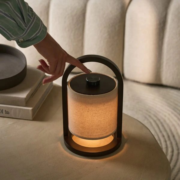 River Dunkelbraune kabellose Holzlampe – wiederaufladbar und dimmbar – Bild 4