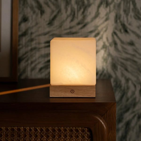 Yce hellbraune schnurlose Holzlampe mit gefrorenem Glas-wiederaufladbar, dimmbar, 100-Stunden-Batterie – Bild 7