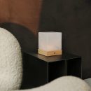 Yce hellbraune schnurlose Holzlampe mit gefrorenem Glas-wiederaufladbar, dimmbar, 100-Stunden-Batterie