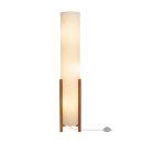 Tischleuchte "MATILDA" klassische Tischlampe mit natürlicher Ausstrahlung durch Holz und Stoffschirm, E27 Fassung, 110 cm hoch