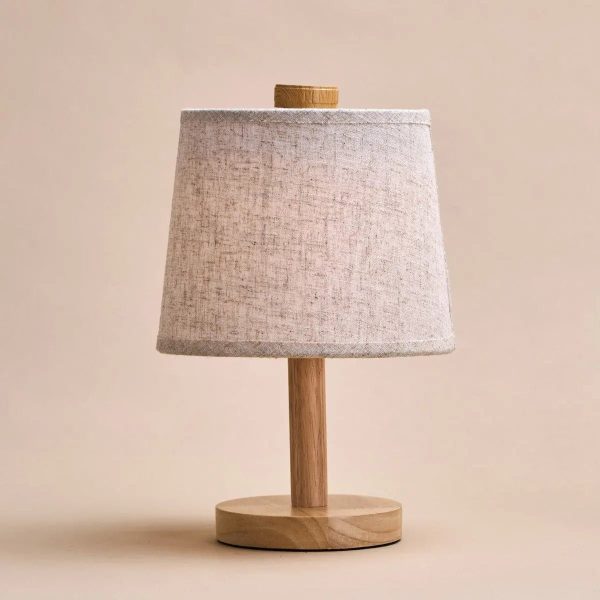 Rover Hellbraune wiederaufladbare Holzlampe | Kabellos, dimmbar mit Stoffschirm – Bild 17