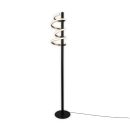 LED-Stehleuchte "BELLEZA", moderne Stehlampe aus Metall und Kunststoff in Schwarz, Gold und Weiß, mit fest verbauten LEDs, 140 hoch, Beleuchtung für Wohnzimmer, Esszimmer, Schlafzimmer oder Büro.