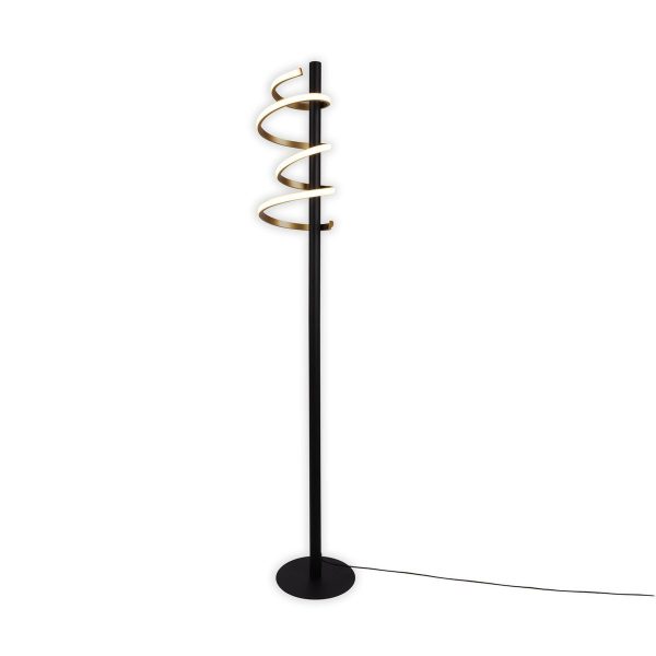 LED-Stehleuchte "BELLEZA", moderne Stehlampe aus Metall und Kunststoff in Schwarz, Gold und Weiß, mit fest verbauten LEDs, 140 hoch, Beleuchtung für Wohnzimmer, Esszimmer, Schlafzimmer oder Büro. – Bild 7