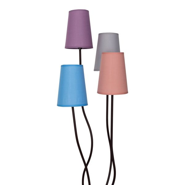 Textilstehleuchte 4-flammig "BOHO" bunt, Stehlampe mit bunten Schirmen, mit E14-Fassung, für Esszimmer, Wohnzimmer, Diele oder Büro, 140 cm hoch – Bild 6