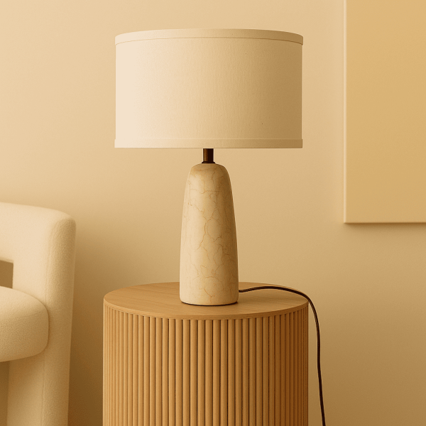 Charlotte Marmorlampe mit Baumwollschirm – Elegante Beleuchtung für Ihr Zuhause – Bild 5