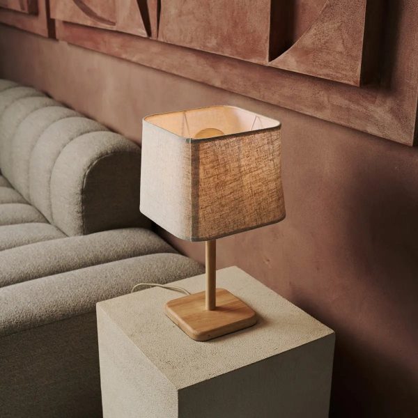 Marley Holzlampe mit Beige Schatten - stilvoller und organischer Hausbeleuchtung – Bild 2