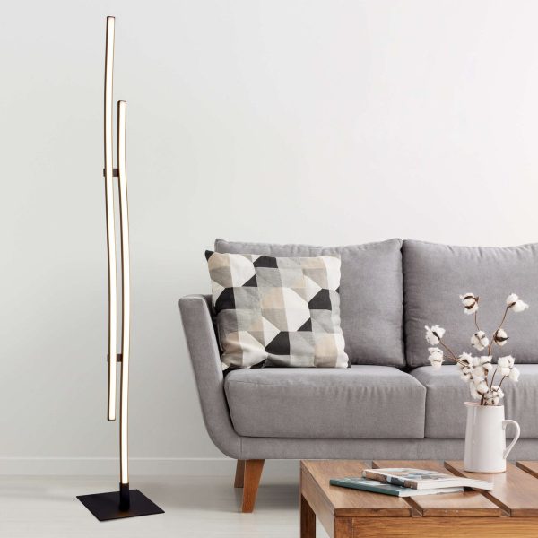 LED Stehleuchte "ONDA" h: 130cm, Stehleuchte, Metall und Kunststoff in Schwarz, integrierte LED, Beleuchtung für Wohnzimmer, Esszimmer oder Büro – Bild 8