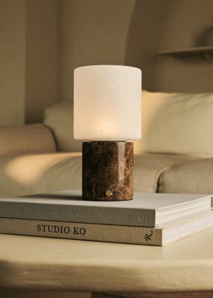 Cuyp Brown / Emperador Dark - Marmor wiederaufladbarer Tischlampe - Schnurlos, USB -wiederaufladbar und bis zu 100 Stunden Laufzeit